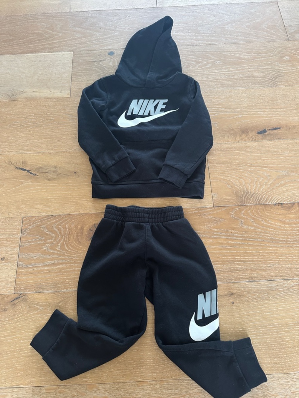 Nike Kids Black Hoodie & Joggers Set with White Swoosh